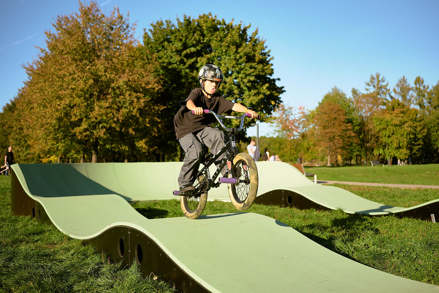 BMX rider on a modular pumptrack