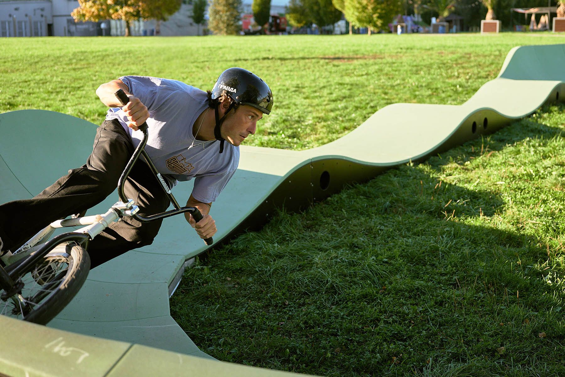 Rider on a modular pumptrack